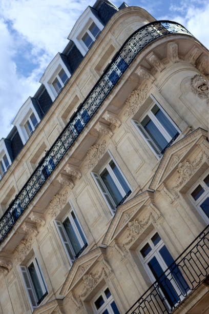 istock Facade of a classic French building 672940624