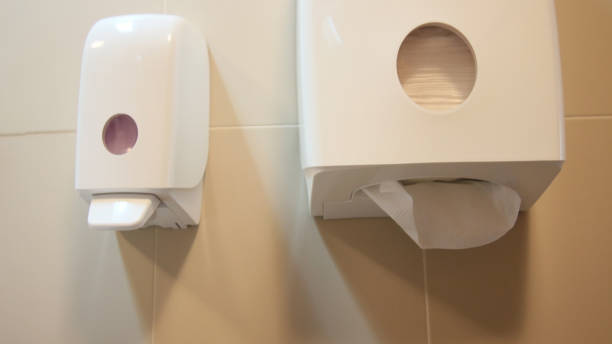 istock Paper towel in rest room 672944648
