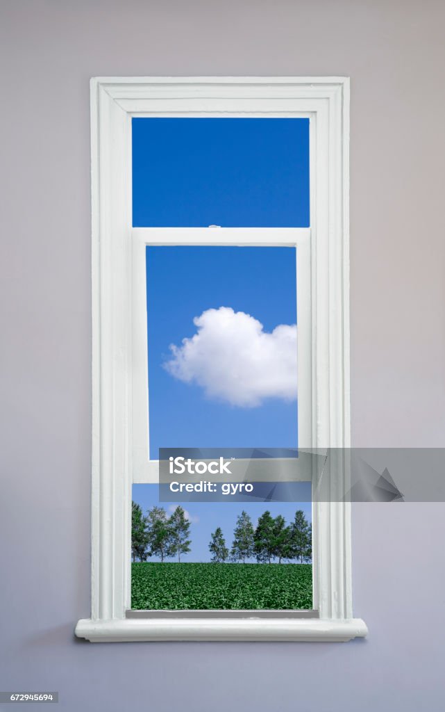White Window With Treeview White Window From Treelined Stock Photo - Download Image Now - Antique ...