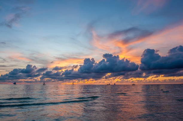 Beautiful sunset at Boracay beach, Philippines.