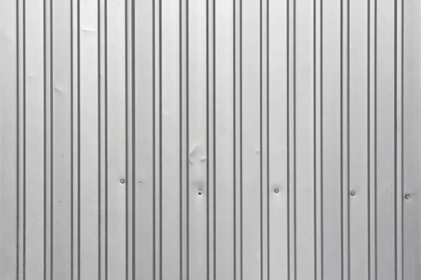 istock Metal profiled sheet fence with rivets 672958326
