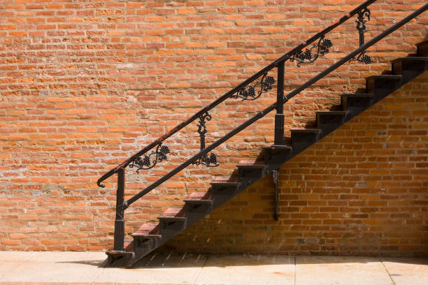 istock Brick walls and stairs 672958696