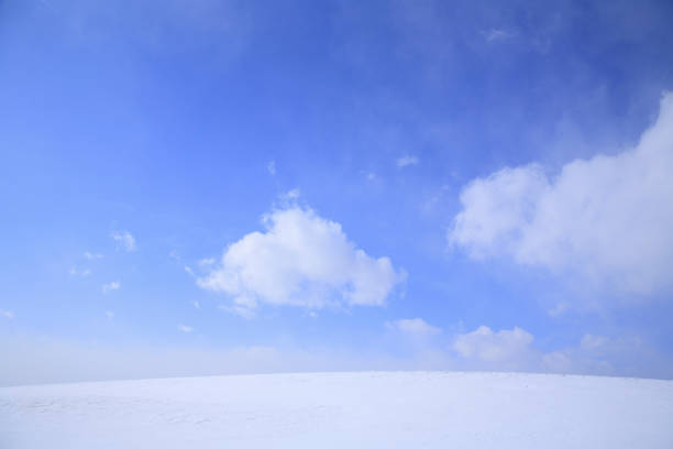 istock Snowy field and a blue sky 672963168
