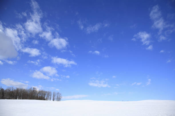 istock Snowy field and a blue sky 672963478