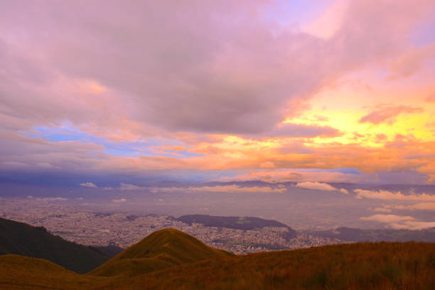 istock Quito Aerial View at Sunset 672968290