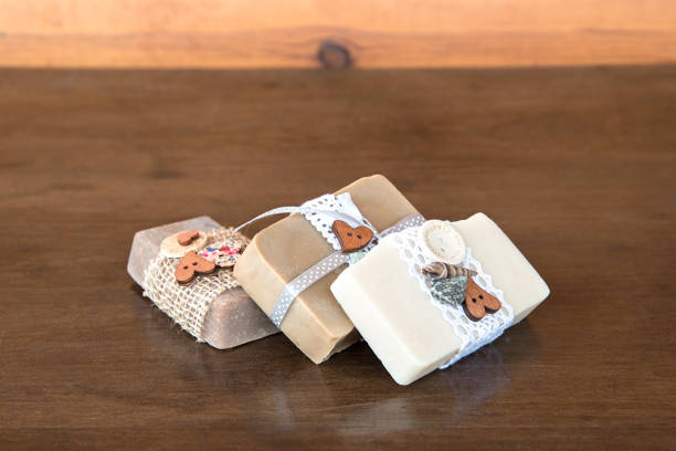 istock Handmade soap on wooden background 672968958