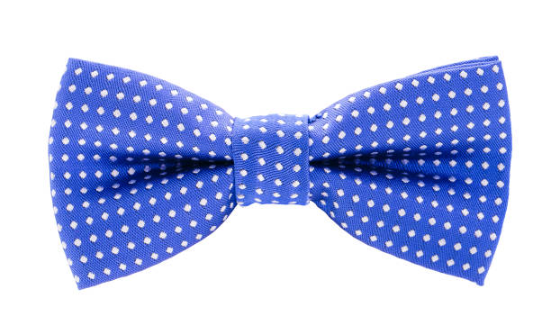 blue with white polka dots bow tie blue with white polka dots bow tie isolated on white background bow tie stock pictures, royalty-free photos & images