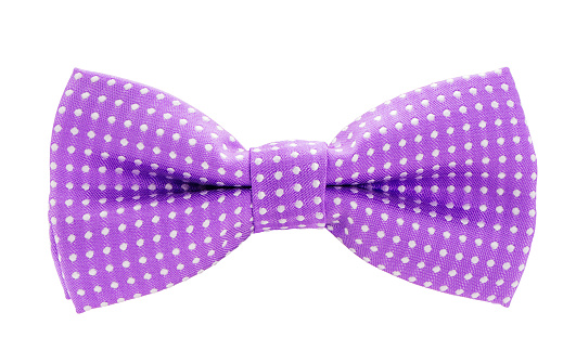 purple with white polka dots bow tie isolated on white background