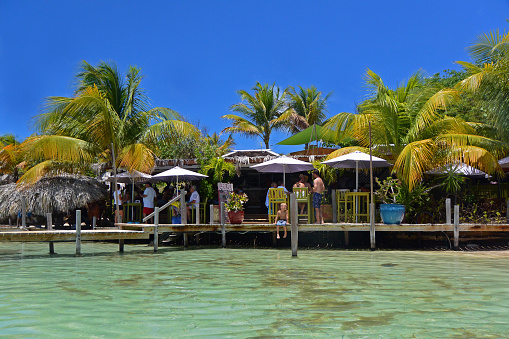 It's a beautiful day at a beach restaurant on Pinel Island, St Martin (French side).