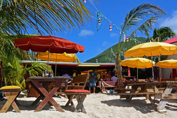 Negril, Jamaica - May 24. 2010: Bamboo bar on Bourbon beach