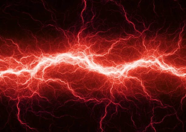 Kig forbi heltinde redde Red Electric Lighting Abstract Electrical Storm Stock Illustration -  Download Image Now - Lightning, Red, Electricity - iStock