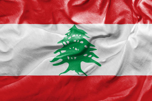 Mosaic background with flag of lebanon. 3D illustration