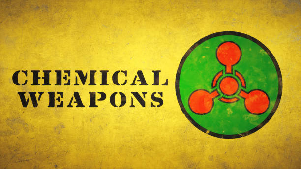 Simple Chemical Weapons Symbol A simple image featuring the international symbol for chemical weapons, with the text "chemical weapons" besides it. biochemical weapon photos stock pictures, royalty-free photos & images