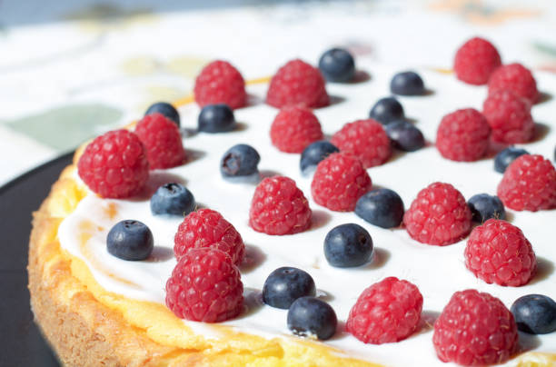 istock cheese cake decorated with berries close up 673007668