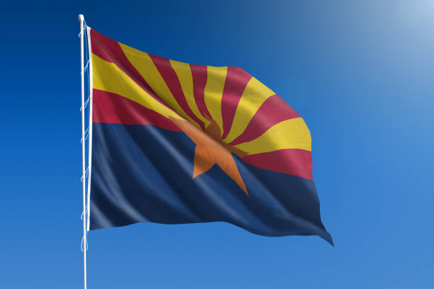 Waving beautiful Arizona state flag.