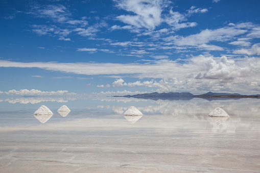 Salt Piles in Salar de Uyuni, Potosi, Bolivia, South America