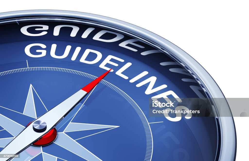 guidelines 3D rendering of a compass with the word guidelines Instructions Stock Photo