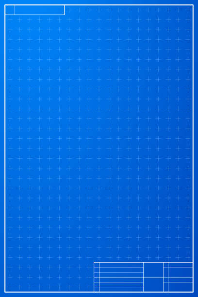Vertical layout template in blueprint style with marks Vertical layout template in blueprint style with marks blueprint borders stock illustrations