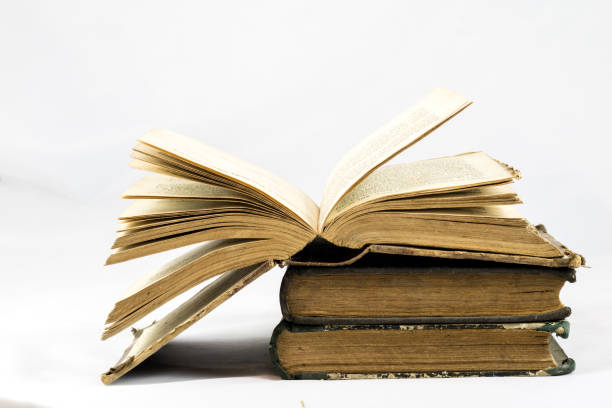 istock Old dusty book on white isolated background 673021296