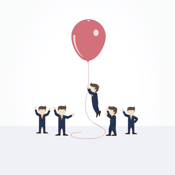 istock Cartoon working little people with balloon. Vector illustration for business design and infographic. 673027662