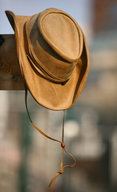 istock Leather beige hat of the cowboy 673033974