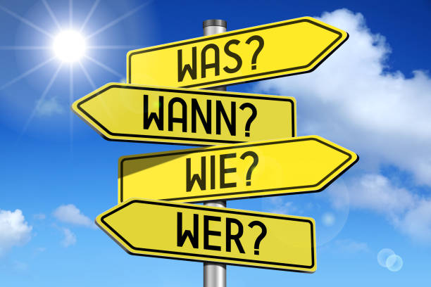 istock Questions in German - yellow road-sign 673045498