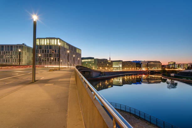 istock Bridge and office buildings at the river Spree in Berli 673057490