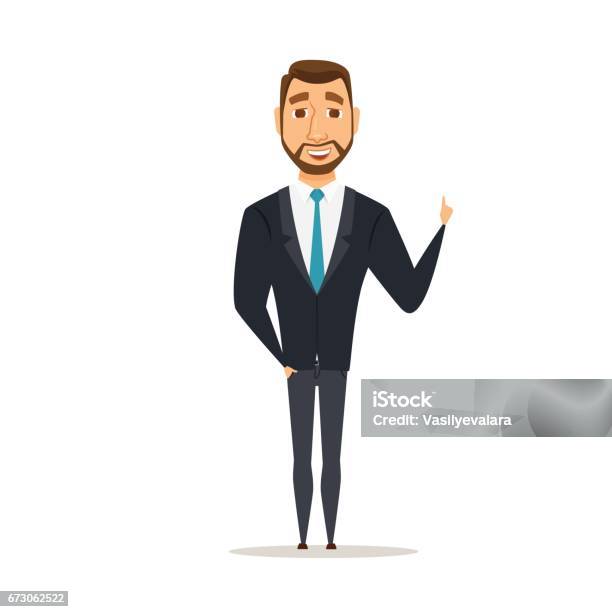 Businessman With Raised Finger Stock Illustration - Download Image Now - Administrator, Adult, Adults Only