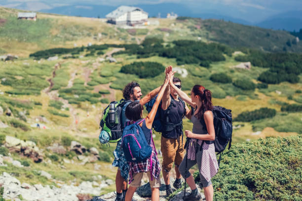 istock Group of friends in the mountain 673062656