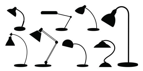 Set of desk lamps. Business education theme. desk lamp stock illustrations