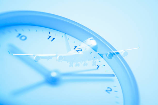 istock Synthesis of plane and watches 673072532