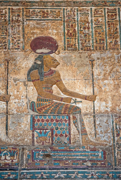 Woman walking in Temple of Philae aka Temple of Isis in Aswan Egypt,Agilkia Island