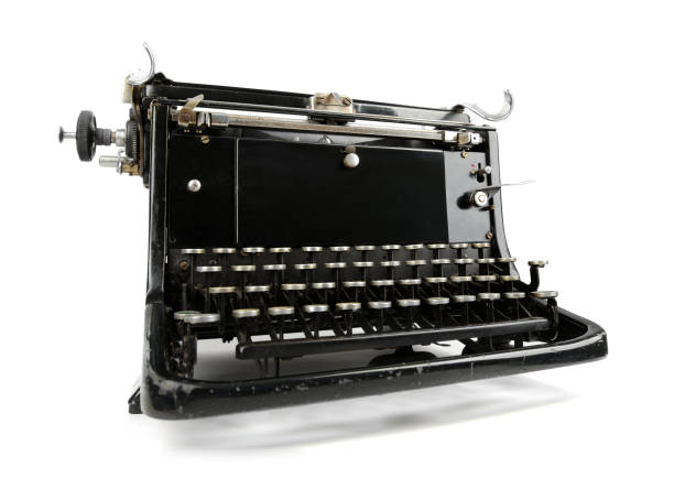 Antigua máquina de escribir, aislado en blanco - ilustración de arte vectorial