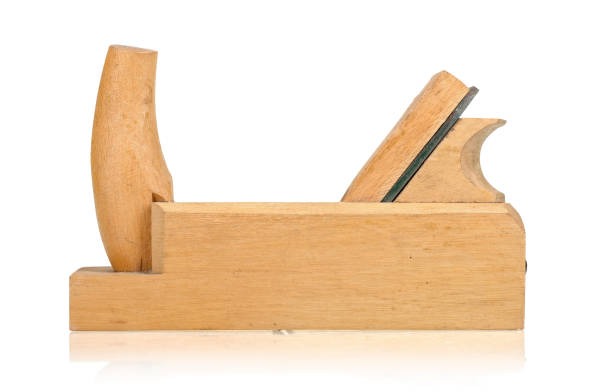 istock Wooden jack plane isolated on white 673103828