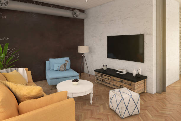 istock Hipster living room interior 673108062
