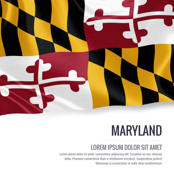 istock Flag of U.S. state Maryland waving on an isolated white background. State name and the text area for your message. 673108112