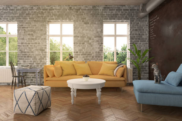 istock Hipster living room interior 673108214
