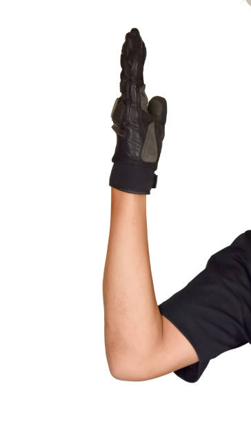 istock Motorcycle glove and hand signal go ahead 673108436