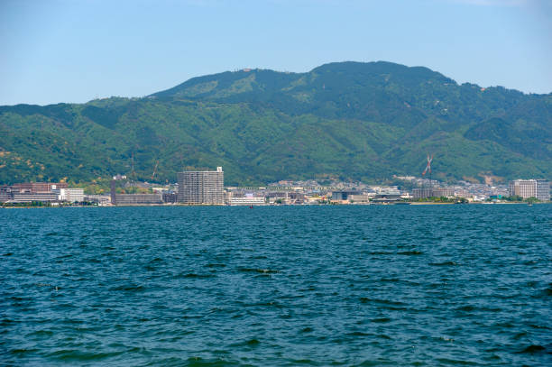 Lake Biwa and Mount Hiei Lake Biwa and Mount Hiei otsu city stock pictures, royalty-free photos & images