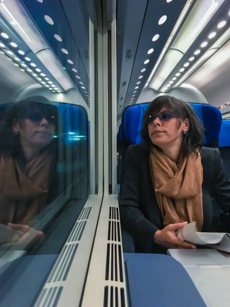 istock Woman travel in a train 673145862