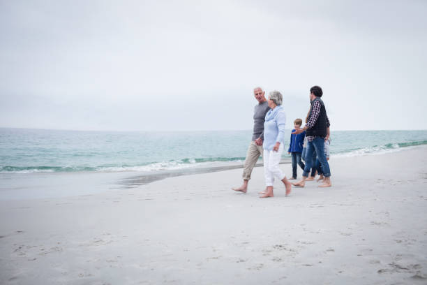 istock Family walking together on the beach 673162692