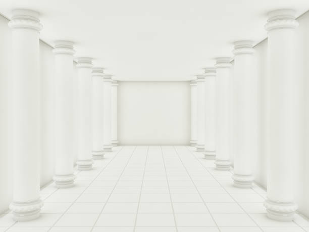 istock A series of white columns in the annular hall. 3d render 673169724