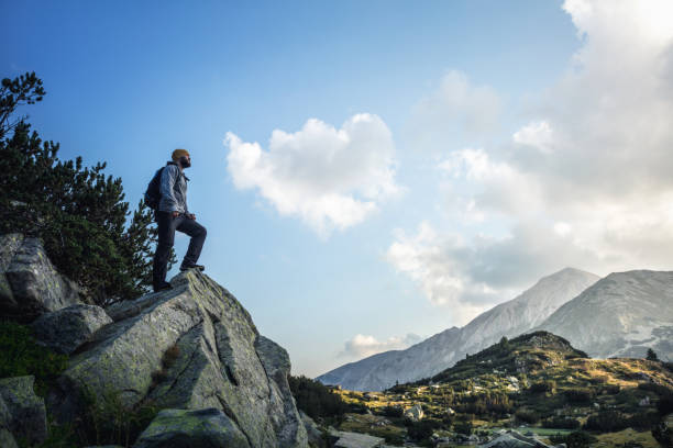 Traveler solitude in mountains