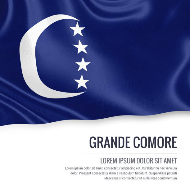 istock Flag of Comorian state Grande Comore waving on an isolated white background. State naFlag of Comorian state Grande Comore waving on an isolated white background. State name and the text area for your message.me and the text area for your message. 673176438