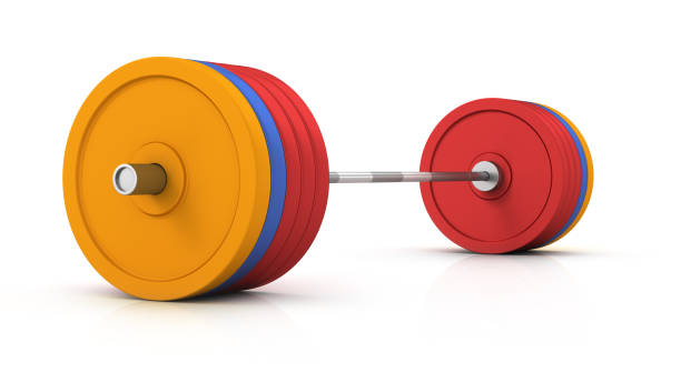 Steel barbell isolated in the white background