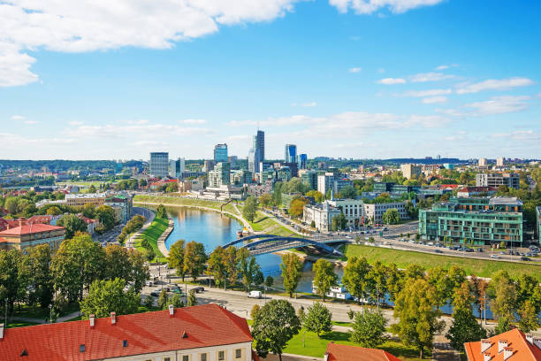 istock Financial district with skyscrapers in Vilnius Baltic 673180772