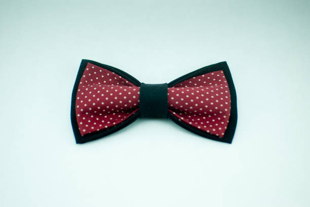 istock Well-designed stylish black-red bow tie made of soft cloth 673187092