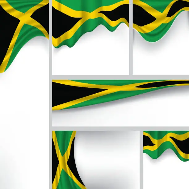 Vector illustration of Vector Jamaica Flag, Jamaican Colors (Vector Art)