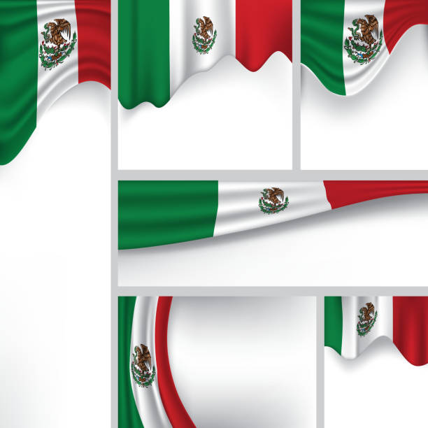 ilustraciones, imágenes clip art, dibujos animados e iconos de stock de vector bandera de méxico, colores mexicanos (arte vectorial) - bandera mexicana