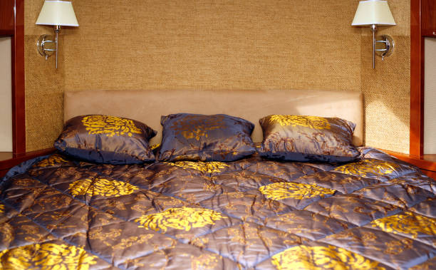 istock Double bed in the hotel room 673193214
